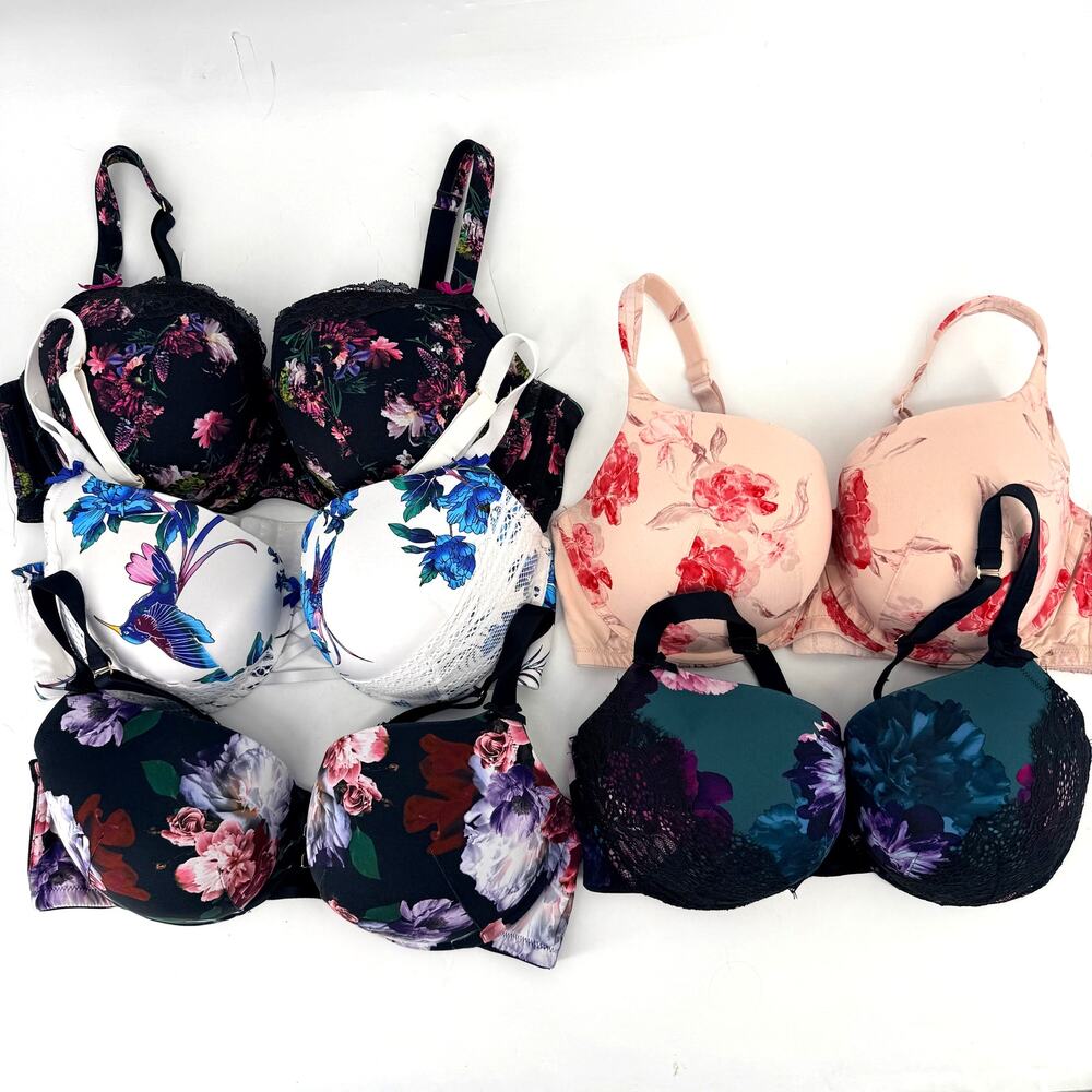 Cacique Size 42DD Bra Lot Of 5 Boost Balconette Floral Underwire Padded Lace